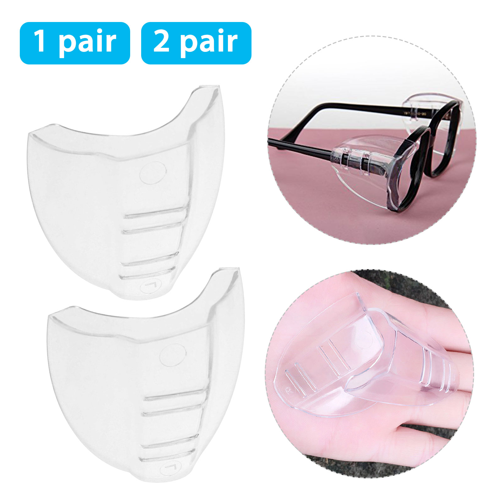 Clear Universal Flexible Protective Side Shields For Eye Glasses Safety 1 2 Pair Ebay